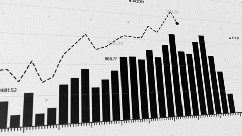Dynamic animation of up and down market trends, featuring black and white fin Stock Footage 281442296