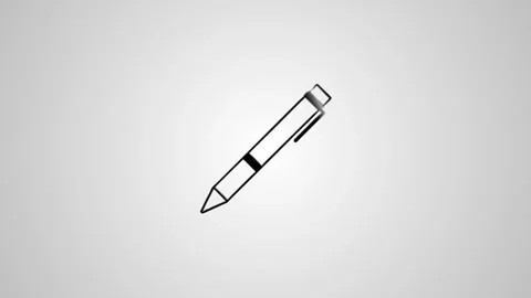 Dynamic animation of a black outline pen icon appearing and rotating, perfe.. Stock Footage 346496416
