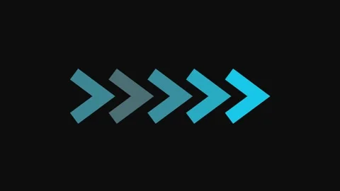 Dynamic animation of blue and gray arrows moving forward on black backgroun.. Stock Footage 333220662