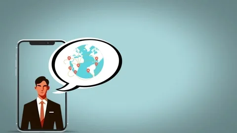 Dynamic Animation of a Businessman Using a Smartphone to do business Stock Footage 281853048