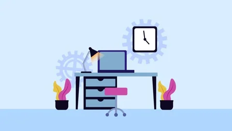 Dynamic animation of a cozy workspace featuring an office desk adorned with.. Stock Footage 339204119