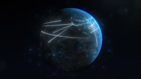 Dynamic animation of Earth rotating against dark backdrop, illuminated Stock Footage 281599229