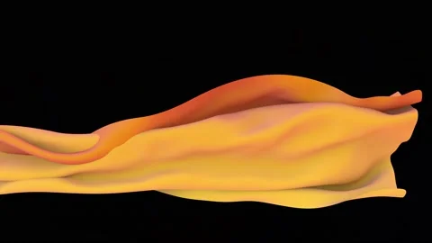 Dynamic animation of fabric on a black background. Stock Footage 222000639