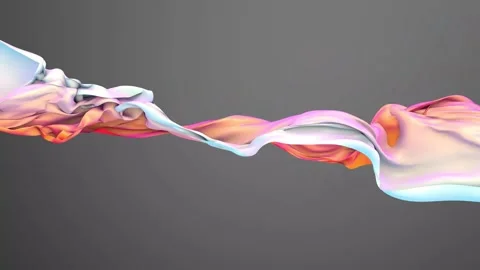 Dynamic animation of fabric on a gray background. Fabric with blue-red gradient. Stock Footage 201072745