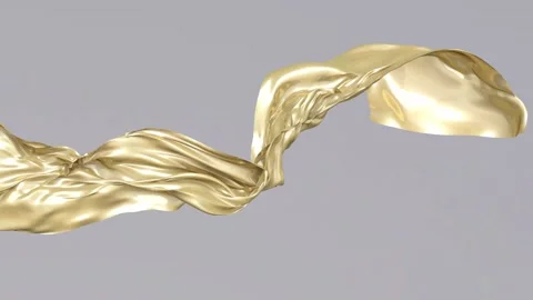 Dynamic animation of fabric on a gray background. Golden Fabric . Stock Footage 201285149