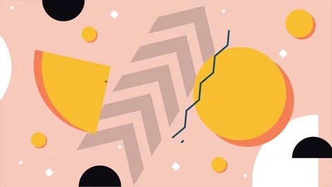 Dynamic animation featuring abstract geometric shapes circles and chevrons Stock Footage 313021029