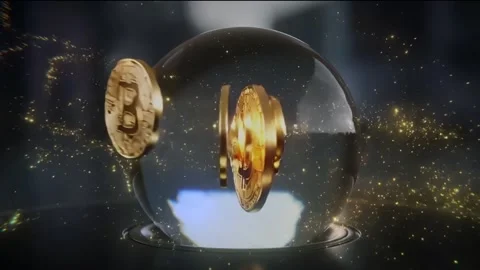 A dynamic animation featuring golden Bitcoin coins Stock Footage 318456529