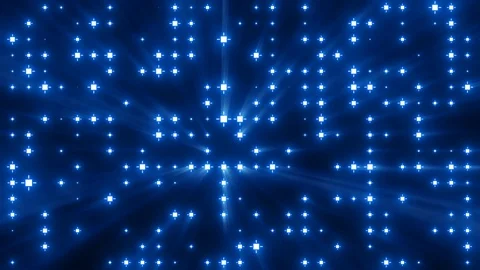 Dynamic animation of flashing particles pattern with moving beams, rays. Stock Footage