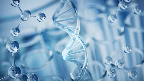 Dynamic animation of glowing dna helix structure rotating with molecular st.. Stock Footage 327516982