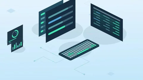 Dynamic animation illustrating database queries with flowing data streams and vi Stock Footage 339752485