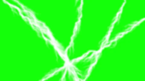 Dynamic animation of intense white lightning against a green background Stock Footage 336327429