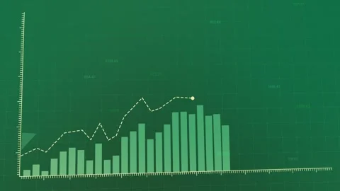 Dynamic animation of market trends visualization, green backdrop  Video stock 281441540