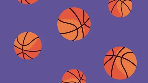 Dynamic animation of multiple orange basketballs falling and bouncing on a .. Vídeo Stock 339072482
