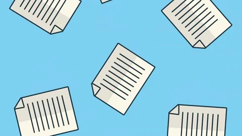 Dynamic animation of multiple white paper documents with text falling down .. Stock Footage 334539428