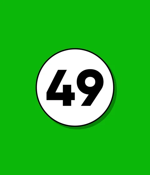 A dynamic animation of number 49 appearing in a white circle on a vibrant g.. Stock Footage 332396494
