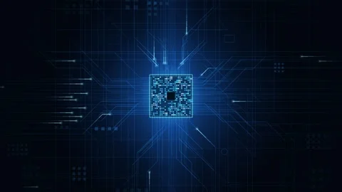 Dynamic Animation of Processor with Data Flow Visualization Stock Footage 340246690