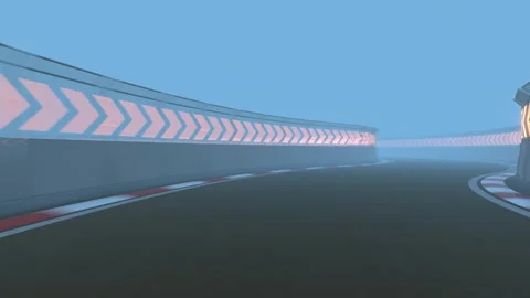 A dynamic animation of a race track with glowing arrows indicating directio.. Stock-Footage 332315388