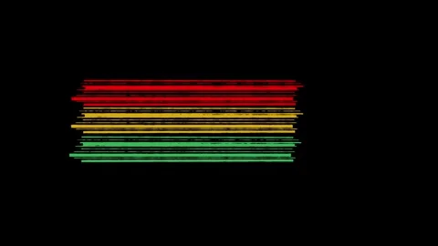 Dynamic animation of red, yellow, and green lines growing in length from left Video stock 329708569
