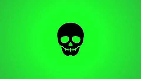 A dynamic animation reveals a black skull icon appearing on a vibrant green.. Stock Footage 346496373