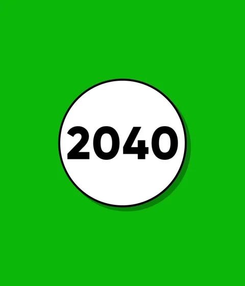 A dynamic animation reveals number 2040 on a white circle, a conceptual rep.. Vídeo Stock 332396680