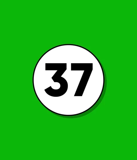 A dynamic animation reveals number 37 appearing and filling a white circle .. Stock Footage 332396457