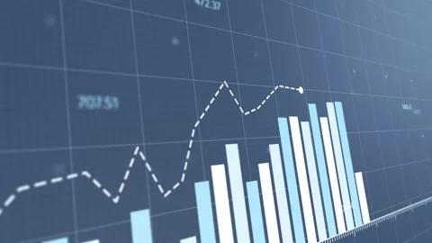 Dynamic animation showcasing upward and downward market trends, vibrant blue  Stock Footage 281441672