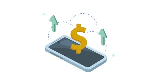 A dynamic animation of smartphone with dollar sign and upward arrows repres.. Stock Footage 333898021