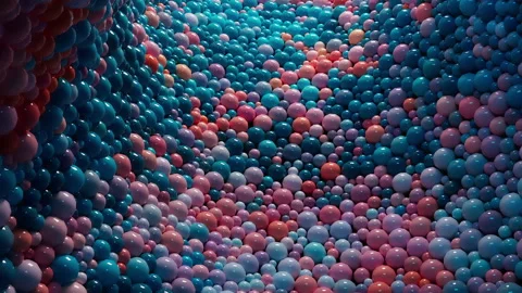 Dynamic animation of spheres of different colors moving randomly in space cre Stock-Footage 228851743