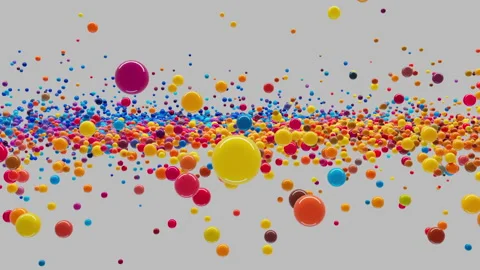 Dynamic animation of spheres of different colors moving randomly in space cre Stock Footage 228851934