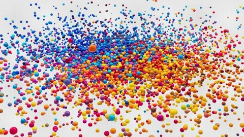Dynamic animation of spheres of different colors moving randomly in space cre Stock Footage 228855911