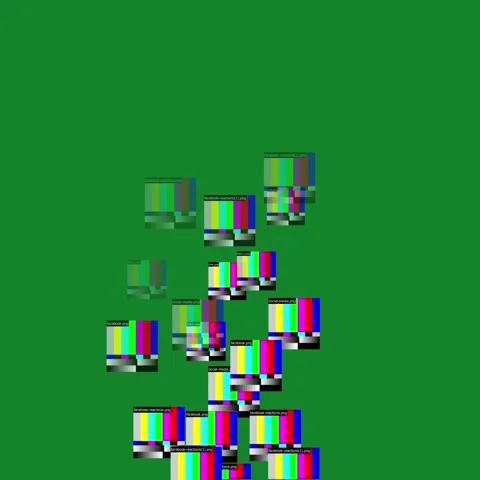 Dynamic Animation of Test Pattern Blocks Ascending on Green Background Stock Footage 327761918
