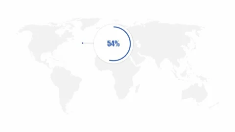 Dynamic animation of three circular data charts on the background of the world m Stock Footage 155327153