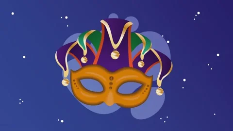 Dynamic animation of a vibrant mardi gras carnival mask with a festive jest.. Stock Footage 338314929