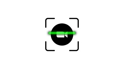 A dynamic animation of a video camera icon within a square frame with a glo.. Stock Footage 346498446