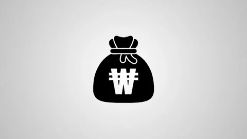 A dynamic animation of a won currency bag icon rotating and changing from 3.. 스톡 동영상 346496580