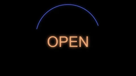 Dynamic arc animation reveals "OPEN" for a fresh start or announcement Stock Footage 327944139