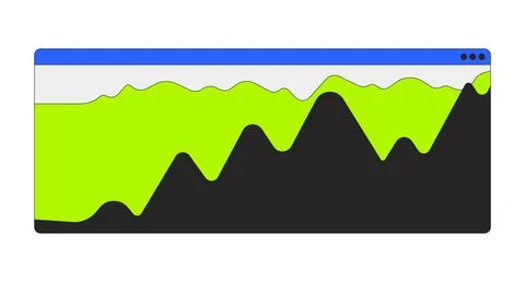 Dynamic area chart in modern UI browser window 2D cartoon object Stock Illustration