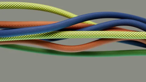 Dynamic Arrangement of Blue, Green and Orange Cords Stock-Footage 311840357