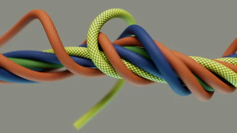 Dynamic Arrangement of Blue, Green and Orange Cords Video stock 311840681