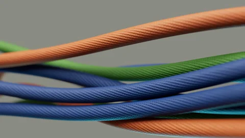 Dynamic Arrangement of Blue, Green and Orange Cords Stock-Footage 311842214