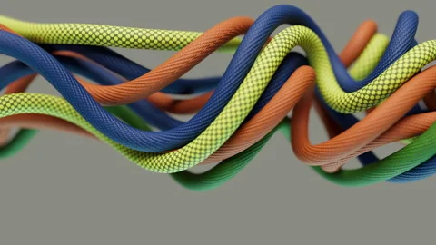 Dynamic Arrangement of Blue, Green and Orange Cords Stock Footage 311842320
