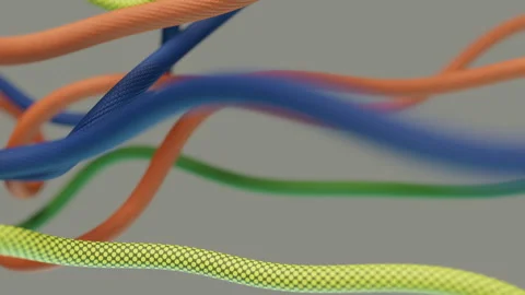 Dynamic Arrangement of Blue, Green and Orange Cords Stock-Footage 311842409