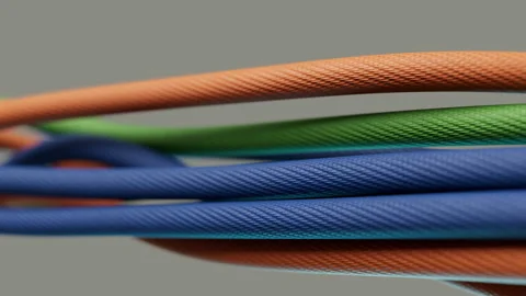 Dynamic Arrangement of Blue, Green and Orange Cords Stock-Footage 311851158