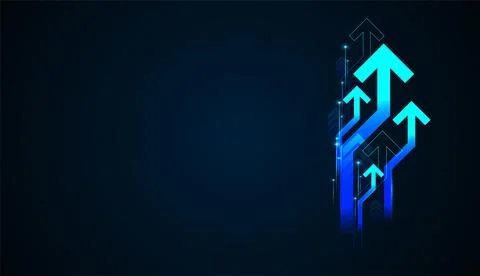 Dynamic Arrows rise vertically with a vibrant Light blue gradient, illustra.. Illustration