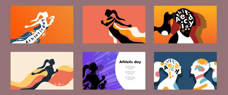 Dynamic Athlete Day Background Set Bundle for Sports Events Stock-Illustration