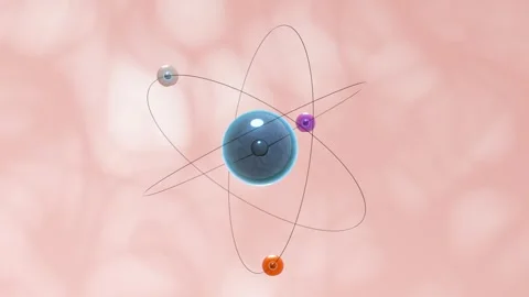 Dynamic atomic structure with electrons orbiting nucleus, representing fund.. Video stock 332338717