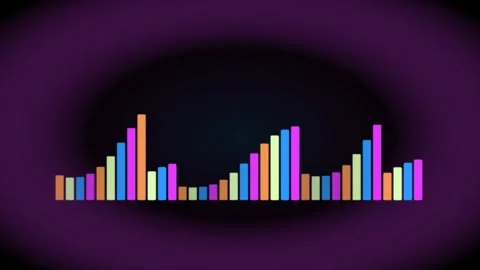 Dynamic audio equalizer bars moving rhythmically on a dark background with .. Stock Footage 340491570
