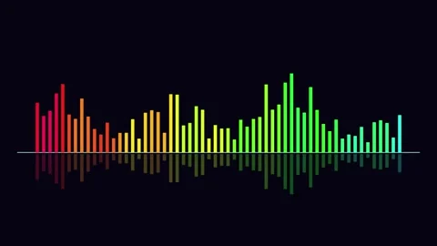 Dynamic Audio Equalizer Bars with Vibrant Rainbow Colors on Dark Background.. Stock Footage 339257731