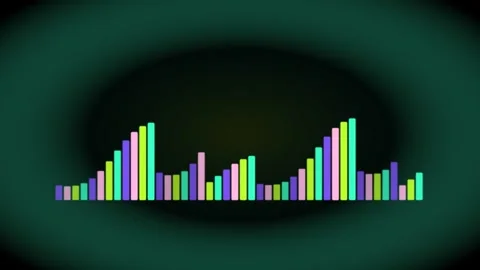 Dynamic Audio Equalizer Bars Visualizing Sound Waves in Vibrant Neon Colors.. Stock Footage 340489975