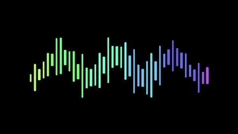 Dynamic Audio Equalizer Waveform Display with Vibrant Gradient Colors on a .. Stock Footage 339259027